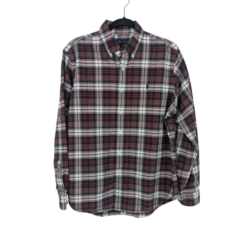 Ralph Lauren Tartan Plaid Button Down Preppy Classic Casual Heritage Y2K Size L